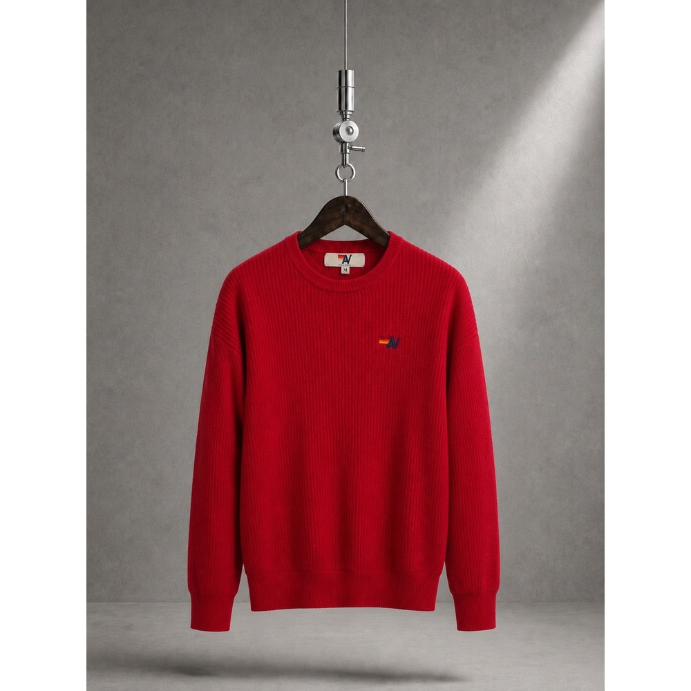 Aviator Nation Vintage Cabin Unisex Cashmere Sweater Cherry Red M 100% Cashmere